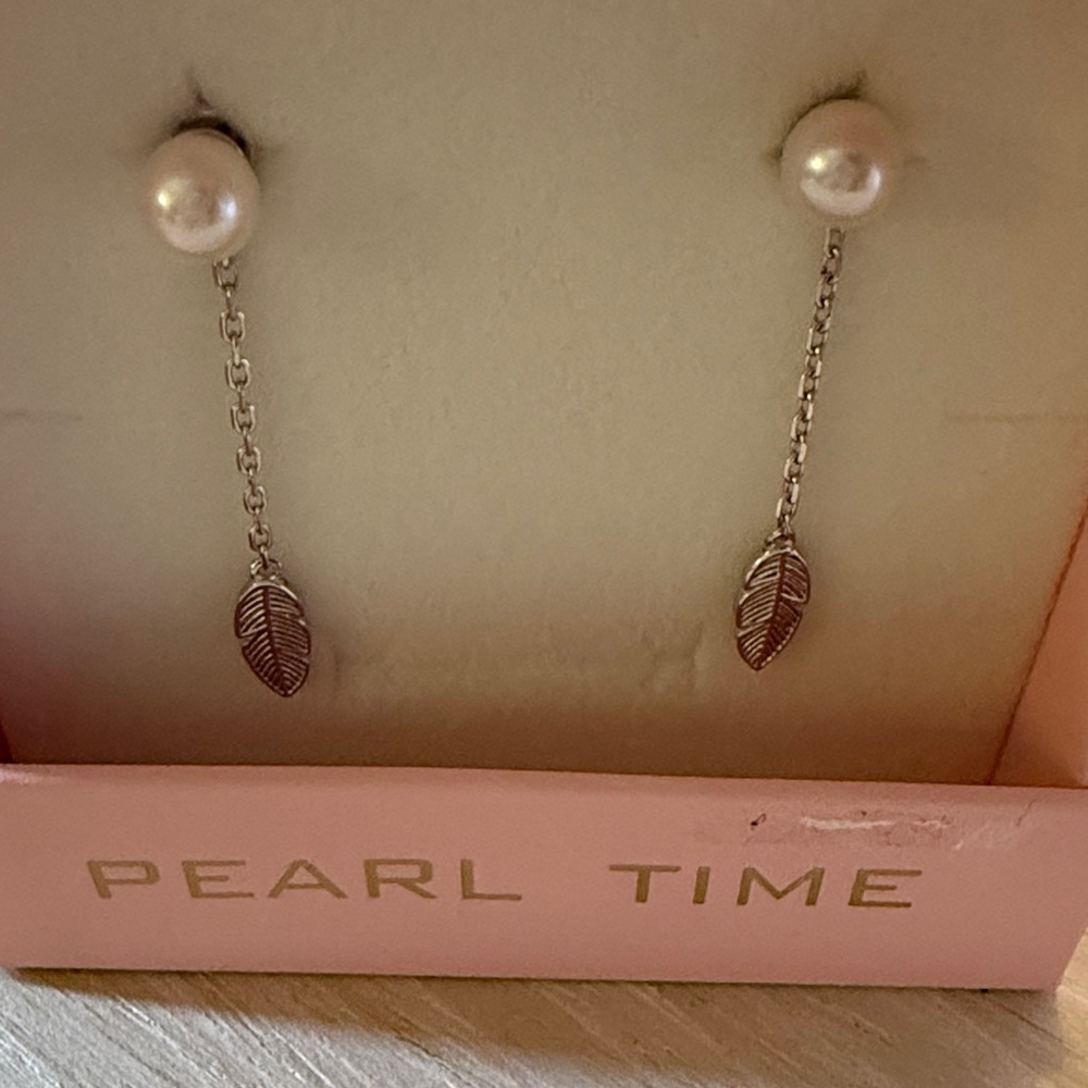 Silver Feather Drop Earrings